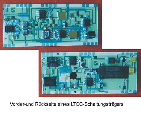 Vorder- und Rückseite eines LTCC-Schaltungsträgers
