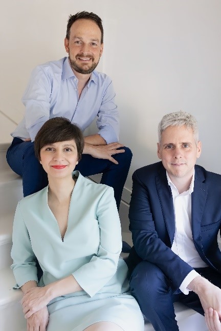 Das Management-Team der Angiolutions GmbH: Dr. Uwe Raaz (oben), Dr. Isabel Schellinger, Marius Rummel